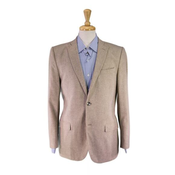 J. Lindeberg Hopper Wool Herringbone Slim Fit Light Brown 2Btn Blazer Jacket 40L